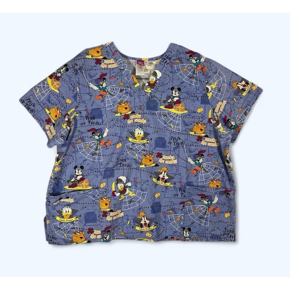 The Wonderful World of Disney Halloween Trick or Treat Scrub Top Size 3X